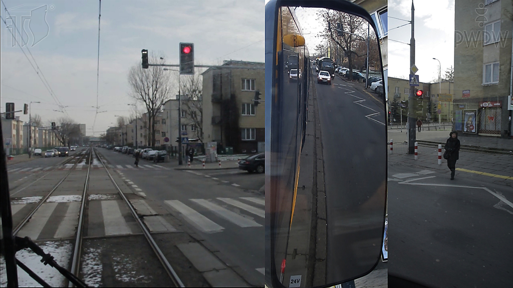 Sytuacja drogowa — pytanie 4142: Co w tej sytuacji powinien zrobić motorniczy, bezpośrednio po zatrzymaniu tramwaju na przystanku?