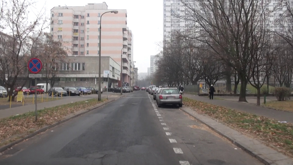Sytuacja drogowa — pytanie 6060: Czy ten znak poziomy wyznacza pas postojowy?